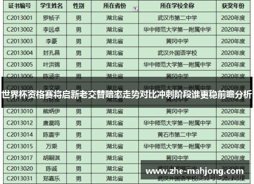 世界杯资格赛将启新老交替赔率走势对比冲刺阶段谁更稳前瞻分析